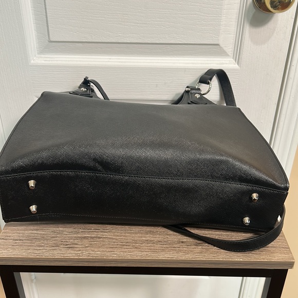 CROMIA LEATHER SATCHEL HAND BAG CROSSBODY  IN BLACK  ITALIAN GENUIN LEATHER NEW - Picture 8 of 8